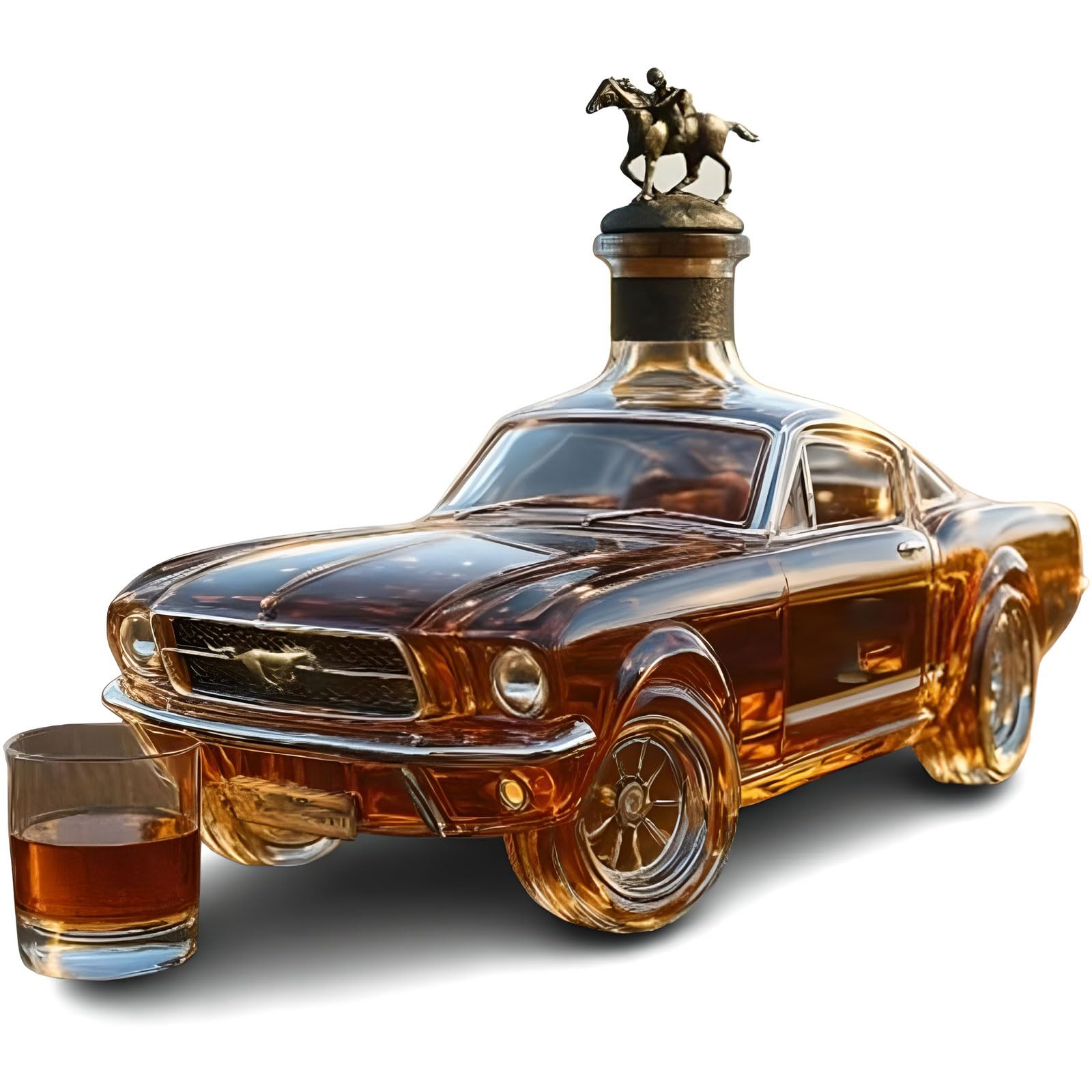 Carafe à whisky de 400 ml en verre transparent avec design de voiture vintage
