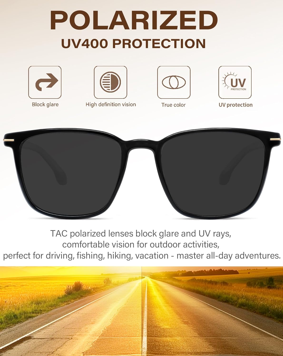 Joopin Acetate Square Sunglasses for Men Women Retro Sun Glasses Polarized UV Protection Shades Sunnies - Image 5