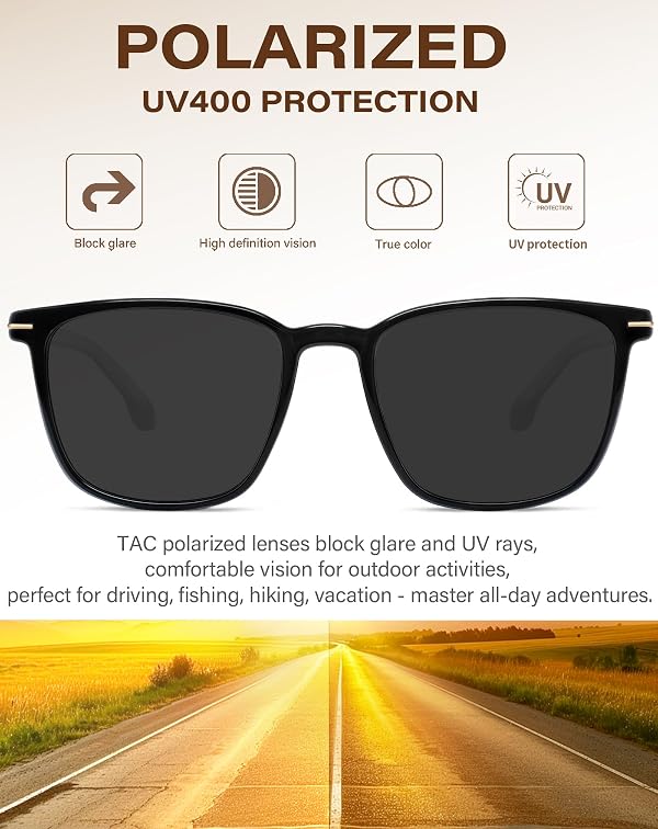 Joopin Black Acetate Square Sunglasses for Men Women Retro Sun Glasses Polarized UV Protection Shades Sunnies by Joopin - Used condition - Image 6