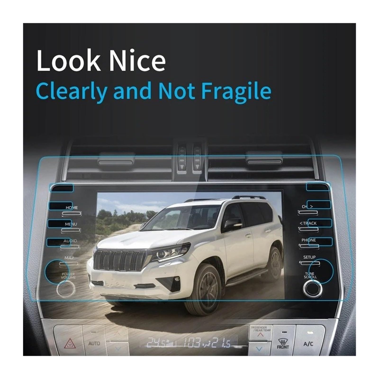 PelículaProtección Vidrio Templado Protector De Pantalla Cristal Templado Para Consola Central Y Salpicadero Coche 2022 Para Toyota Para LAND Para CURISER PRADO(17-18 PRADO Blue)