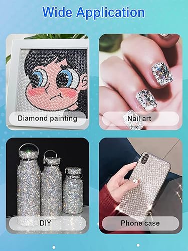 Miniatura 7 de WIFORT Kit de 18 bolígrafos de pintura de diamante cuadrado con 7 puntas de rosca, 6 piezas de arcilla adhesiva2 cubiertas antideslizantes para