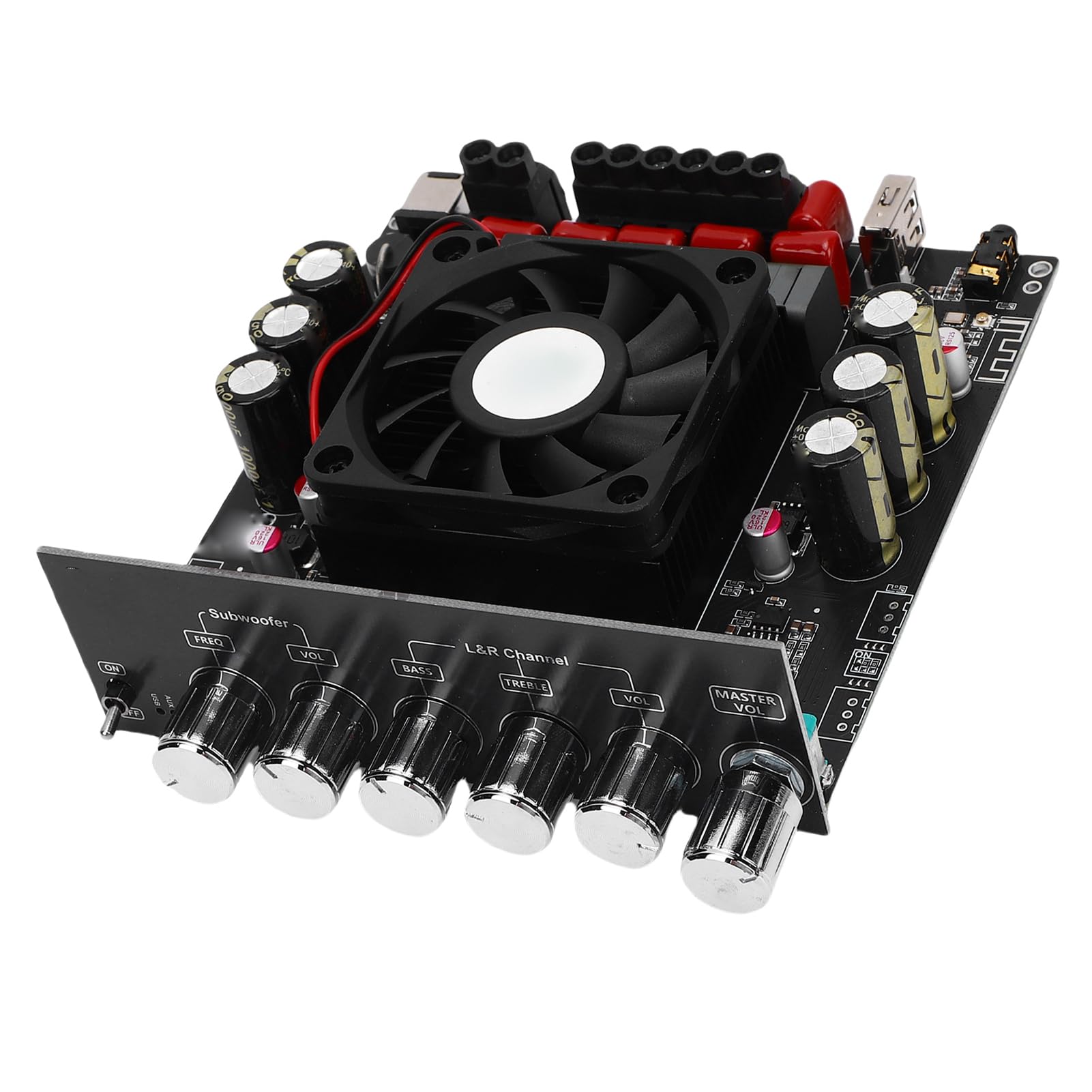 Generic Płyta Wzmacniacza Cyfrowego Audio Bluetooth Wysokiej Mocy Wzmacniacz Kanałowy 2.1 do Głośnika Domowego Regulacja Tonów Wysokich Zintegrowana Obudowa 1 Zestaw
