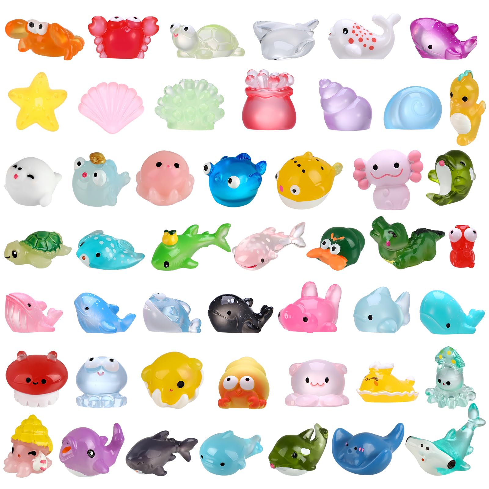 GSrenyu 48Pcs Mini Ocean Resin Animals,48 Styles Tiny Sea Animals Miniature Little Small Resin Animal Figures Bulk for Fairy Garden Micro Landscape Aquarium Dollhouse Decor