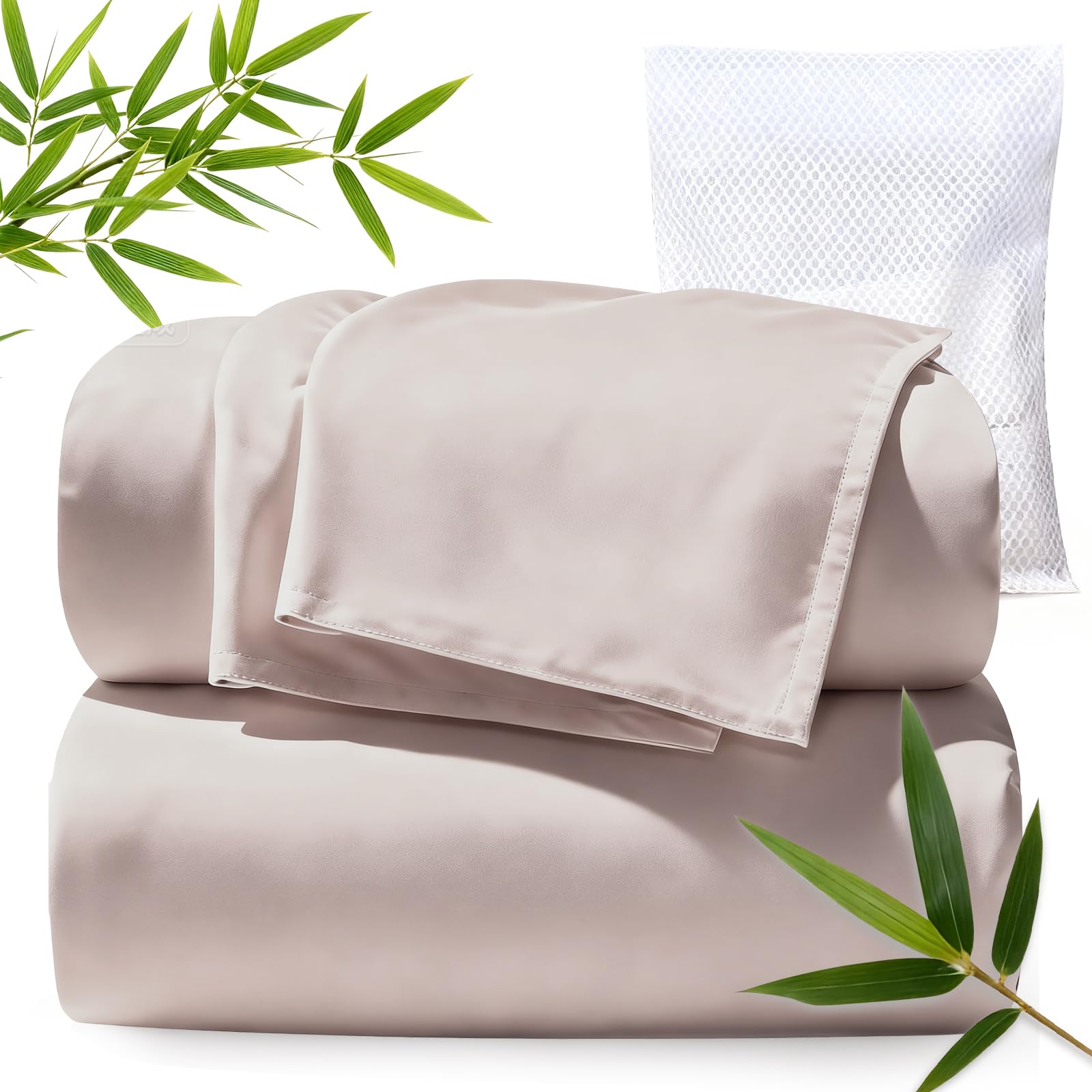 TWK Genuine 100 Viscose Derived from Natural Bamboo Bed Sheets Set Cooling Silky Soft Bed Sheets Deep Pocket