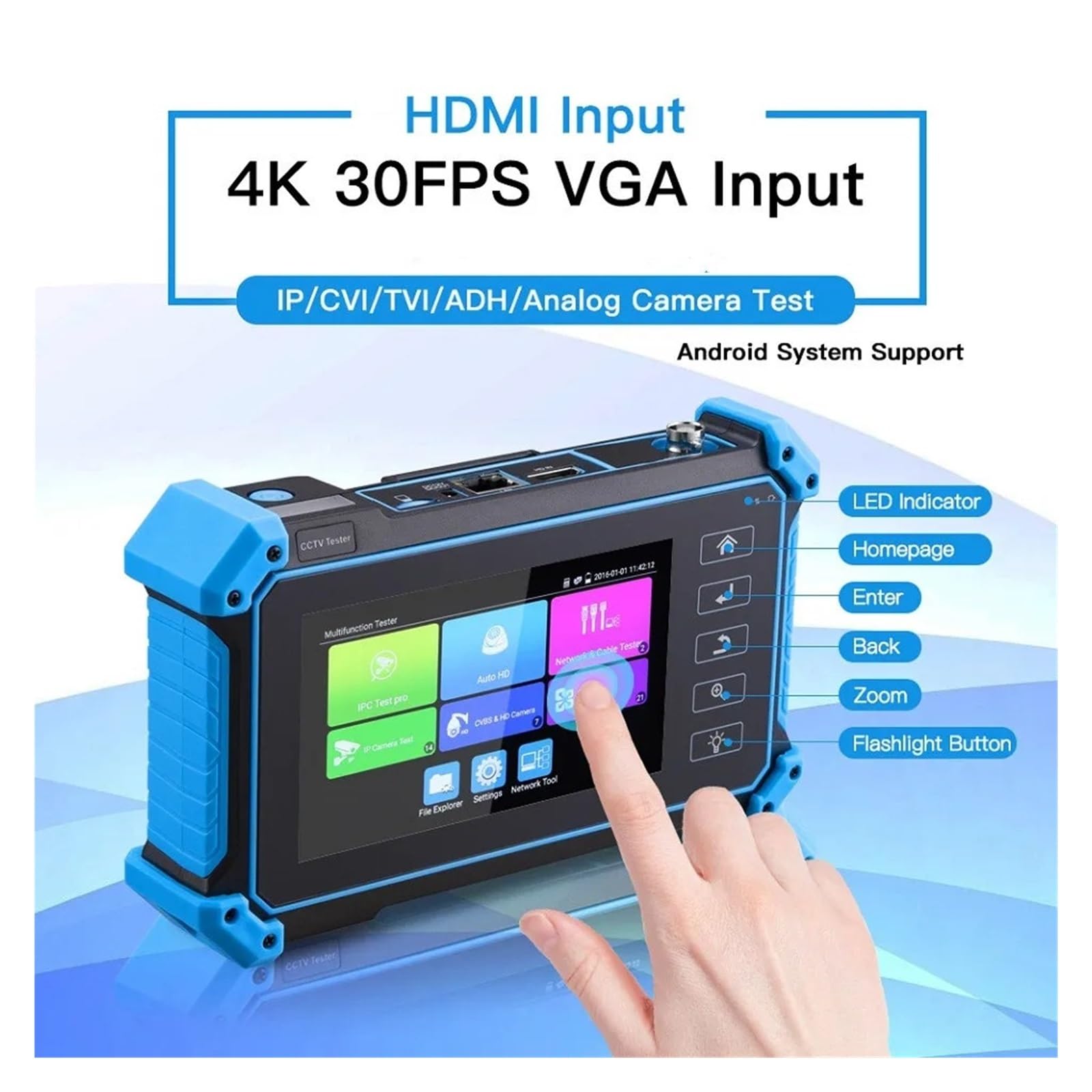 12MP Tester IPC 8MP/AHD/CVI/TV/SDI Tester CCTV Z Wejściem VGA 5.4in Monitor CCTV Do Testera Kamer IP Tester CFTV(IPC-5100 Plus)
