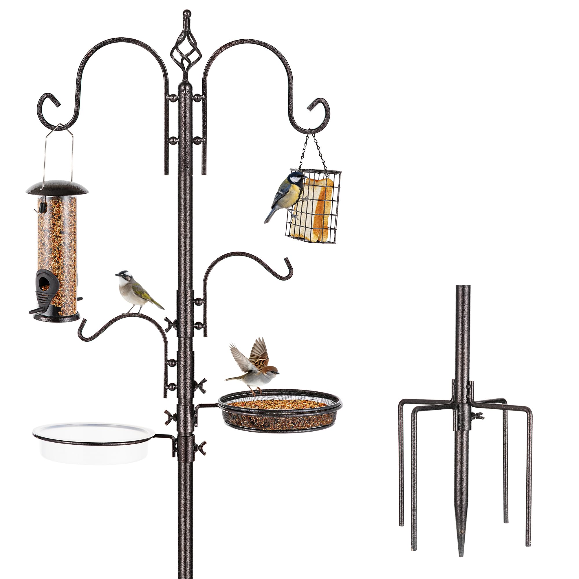 ERYTLLY Bird Feeding Station Kit Bird Feeder Pole Wild Bird Feeder Hanging Kit Planter Hanger Multi Feeder Hanging with Metal Suet Feeder Bird Bath for Attracting Wild Birds