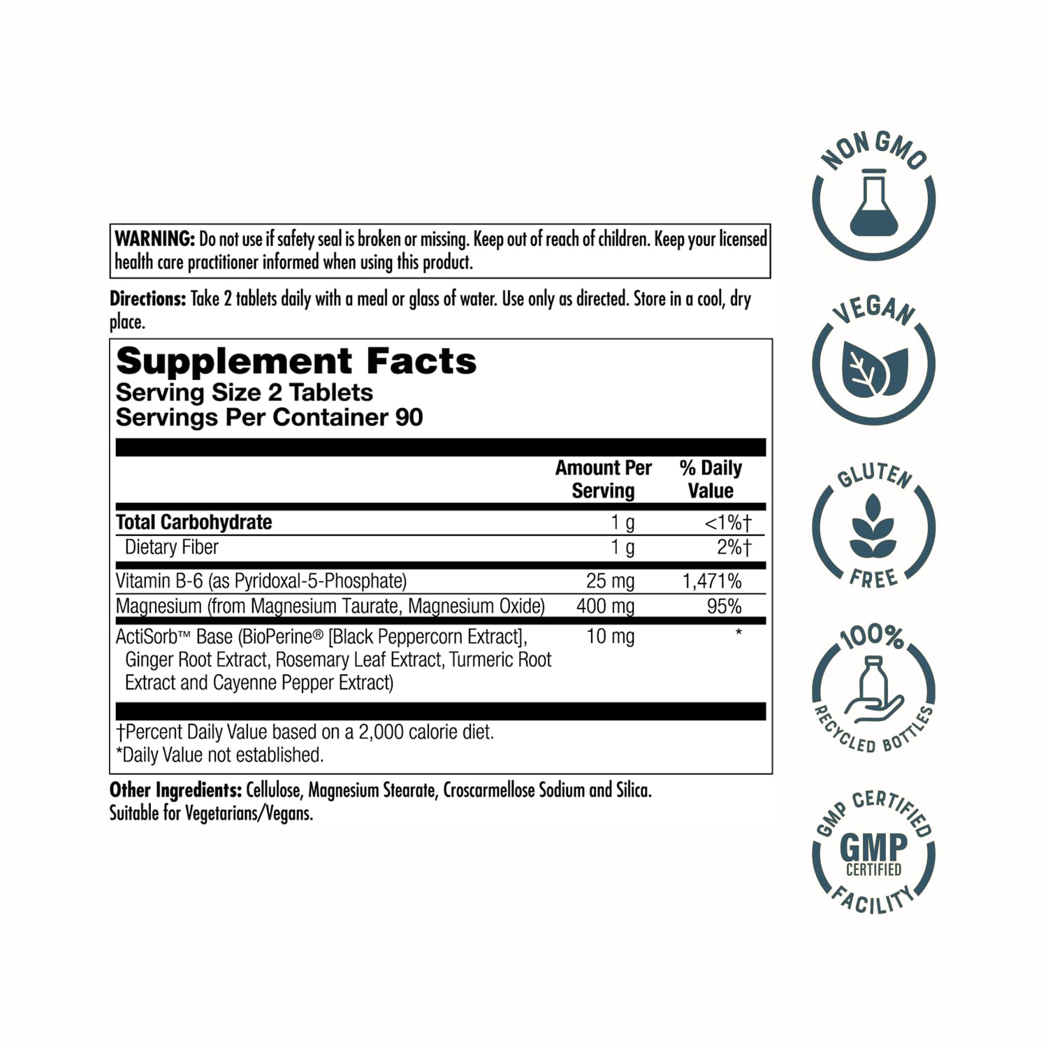 KAL Magnesium Taurate 400 mg with Vitamin B6, 180 Tablets — Amazon image 2