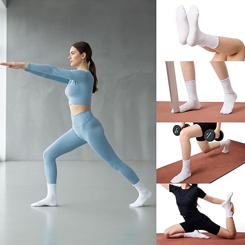 Miniatura 4 de CoolMate 24 pares de calcetines de pilates con empuñaduras para mujer, calcetines de yoga, calcetines antideslizantes para mujer, para