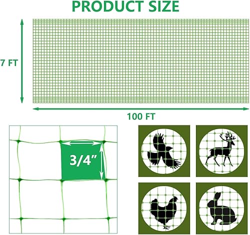 Miniatura 5 de Red de jardín, 7 x 100 pies para pájaros para protección del jardín, red de ciervos verdes para plantas, árboles frutales, verduras de pájaros,