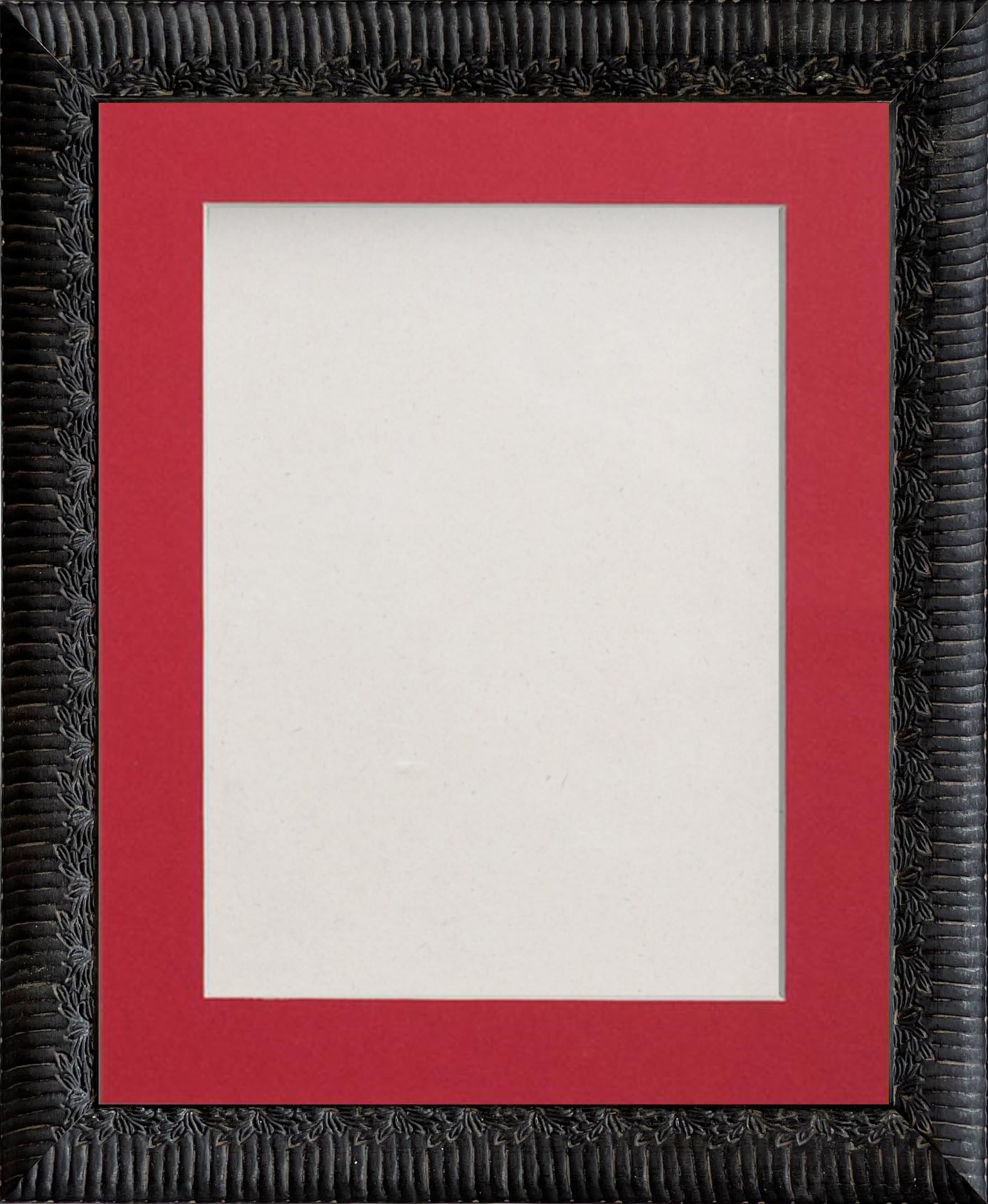 Frame Company Red Boleyn Black Ornate Decorative Wooden A3 Frame With Mount For Image A4 *Choice Of Sizes And Colours* Fitted With Real Glass