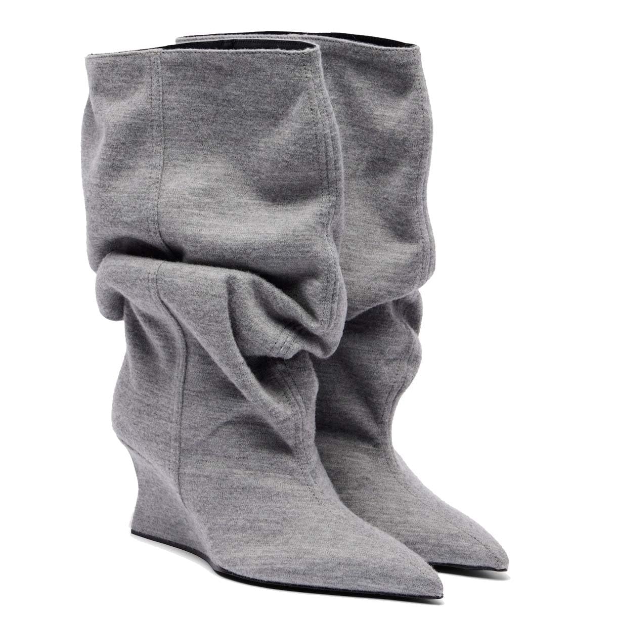 Womens Wedge Heel Ankle Boots Slouchy Riding Pull On Short Booties Punk Pleated Pointed Toe Rock Boots For
