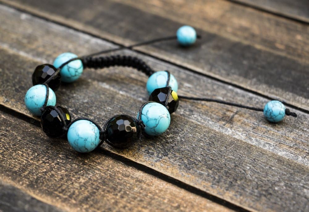 Blue Waltz Shambala Wrap Turquoise And Black Bohemian Trendy Adjustable Bracelet