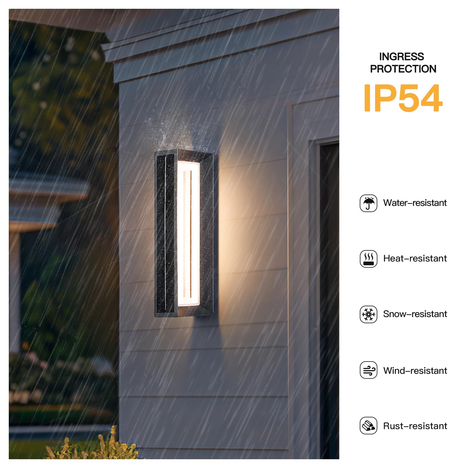 Solar Outdoor Wall Light, 20.5" Exterior Lighting Fixture Waterproof Modern Garage Sconce, 1 Pack Black Grey Porch Lamp for House Outside, Large Patio Front Door Wall Mount 3000K LED Lantern