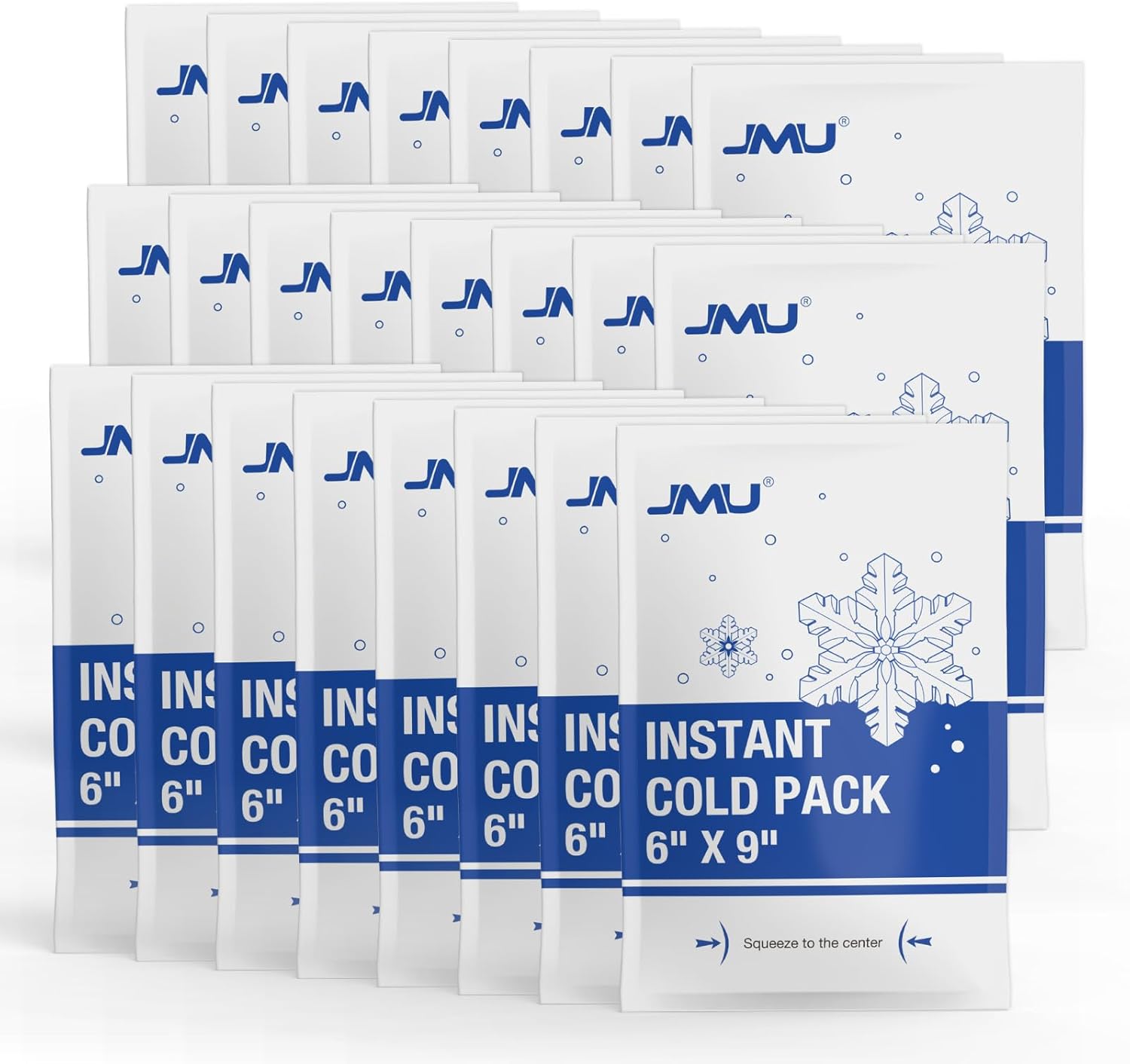 JMU 24 Packs Instant Cold Pack (6" x 9"), Disposable Instant Ice Packs for Injuries, Swelling, Sprains, Toothaches, Athletes & Outdoor Activities
