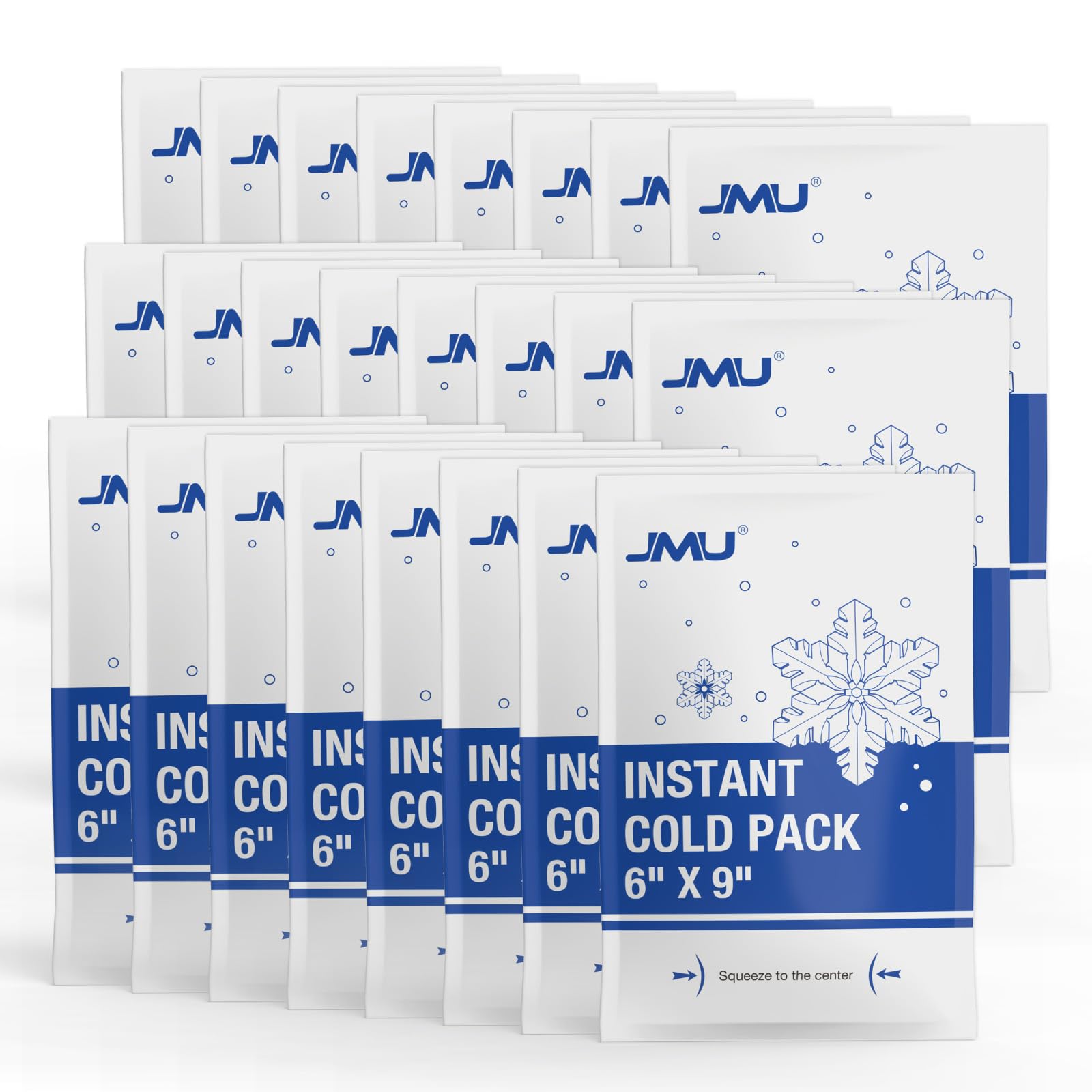 JMU 24 Packs Instant Cold Pack (6" x 9"), Disposable Instant Ice Packs for Injuries, Swelling, Sprains, Toothaches, Athletes & Outdoor Activities