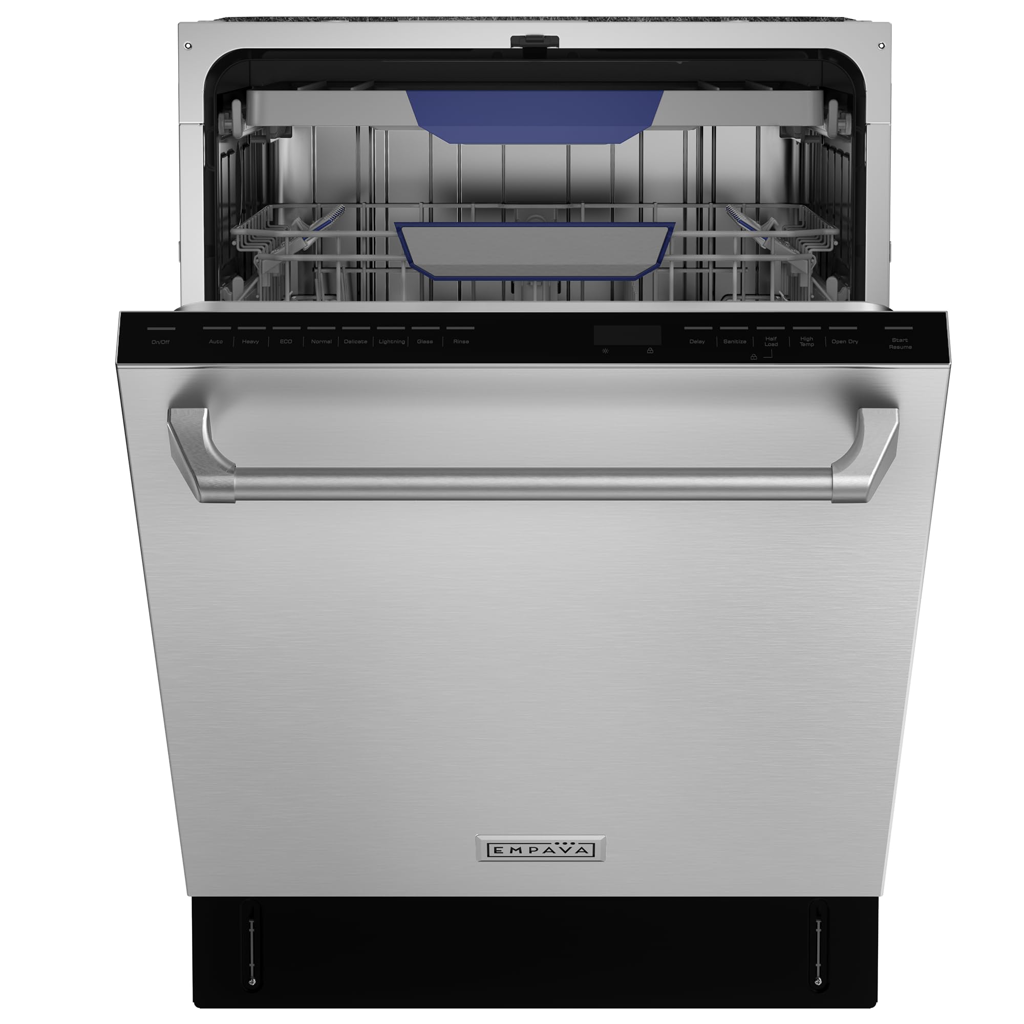 Empava 24 Inch Built-in Dishwasher, Stainless Steel Tub, 15 Place Settings, 8 Wash Cycles, 3 Racks, Dual-Dry System, Top Control, 45 dB Ultra Quiet, Energy Star &amp; UL Certified
