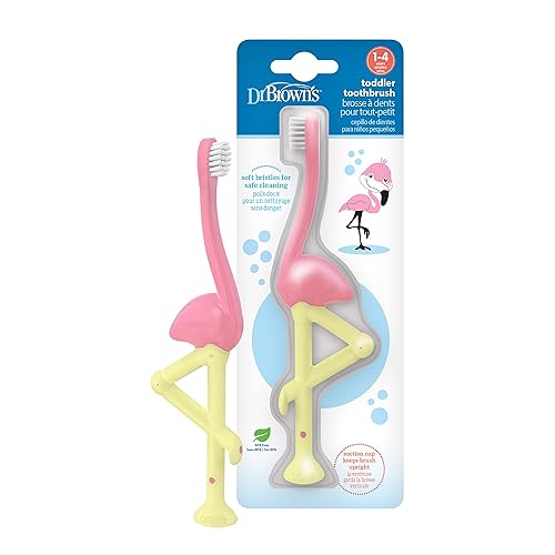 Miniatura 5 de Dr. Brown's Juego de cepillos de dientes de entrenamiento para bebés y niños pequeños, elefante azul con pasta de dientes de manzana y pera sin