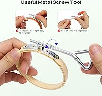 Vista 2 de Caydo 6 piezas de aro de bordado de 3 pulgadas con tornillo de metal, juego de aros de bordado pequeños, anillo de aro de punto de cruz de bambú