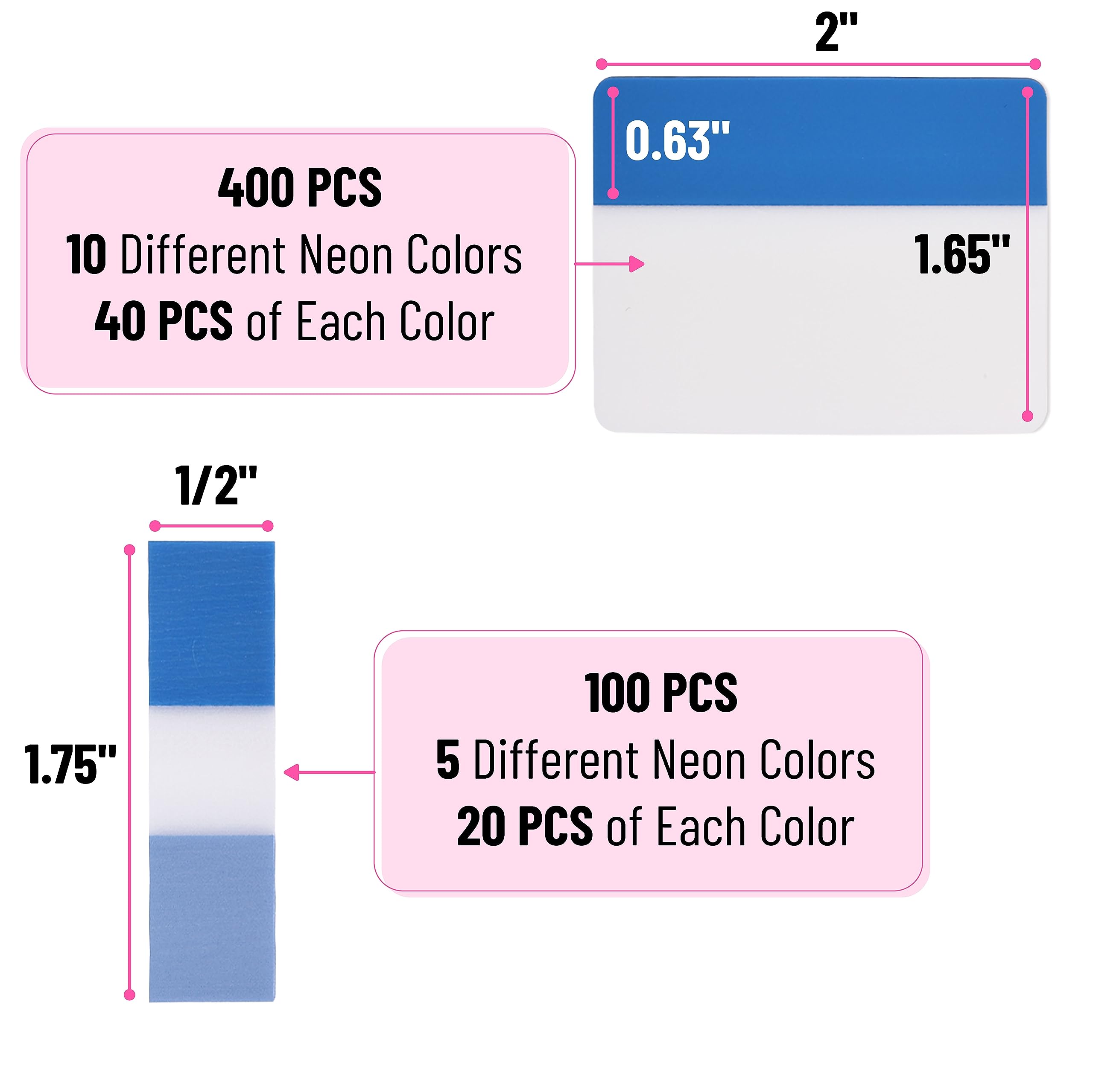 Mr. Pen- Sticky Index Tabs, 500 Pcs, 21 Sets, Colorful Sticky Tabs for Notebooks, Page Markers, Page Tabs for Binders, Page Tabs Sticky Tabs for Books, Notebook Tabs: Vibrant