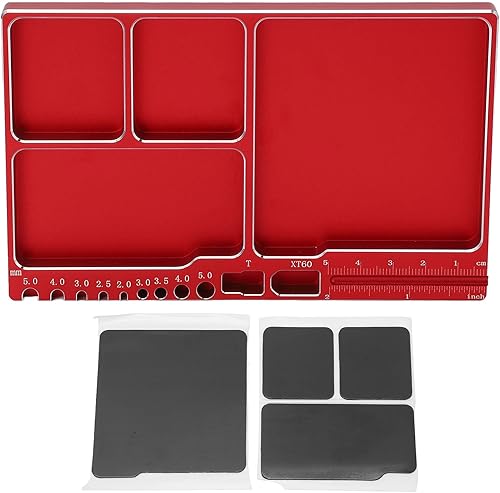 Dilwe Bandeja de tornillo magnética de aleación de aluminio RC con almohadilla para reparación de juguetes modelo RC, kit de reparación electrónico