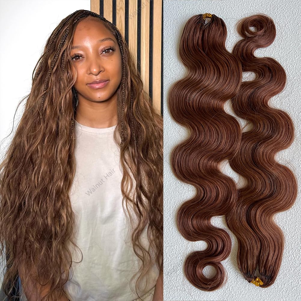 Body Wave Pre Separated Crochet Human Hair Braids Extensions Body Wave Brazilian Virgin Hair for Boho Braiding Knotless Feather Hair Extensions For Black Women Natural Color 16inch 120g