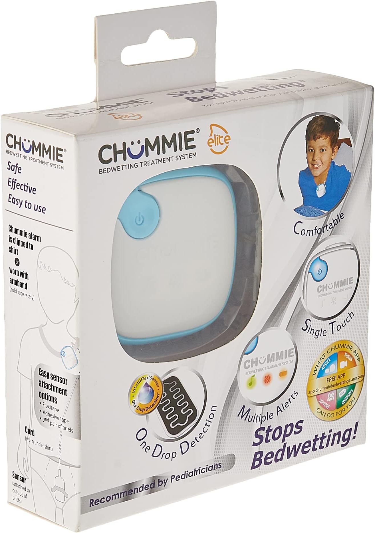 Chummie Elite Bedwetting Alarm for Children and Deep Sleepers – Award Winning Bedwetting Alarm System with Loud Sounds and Strong Vibrations, Blue