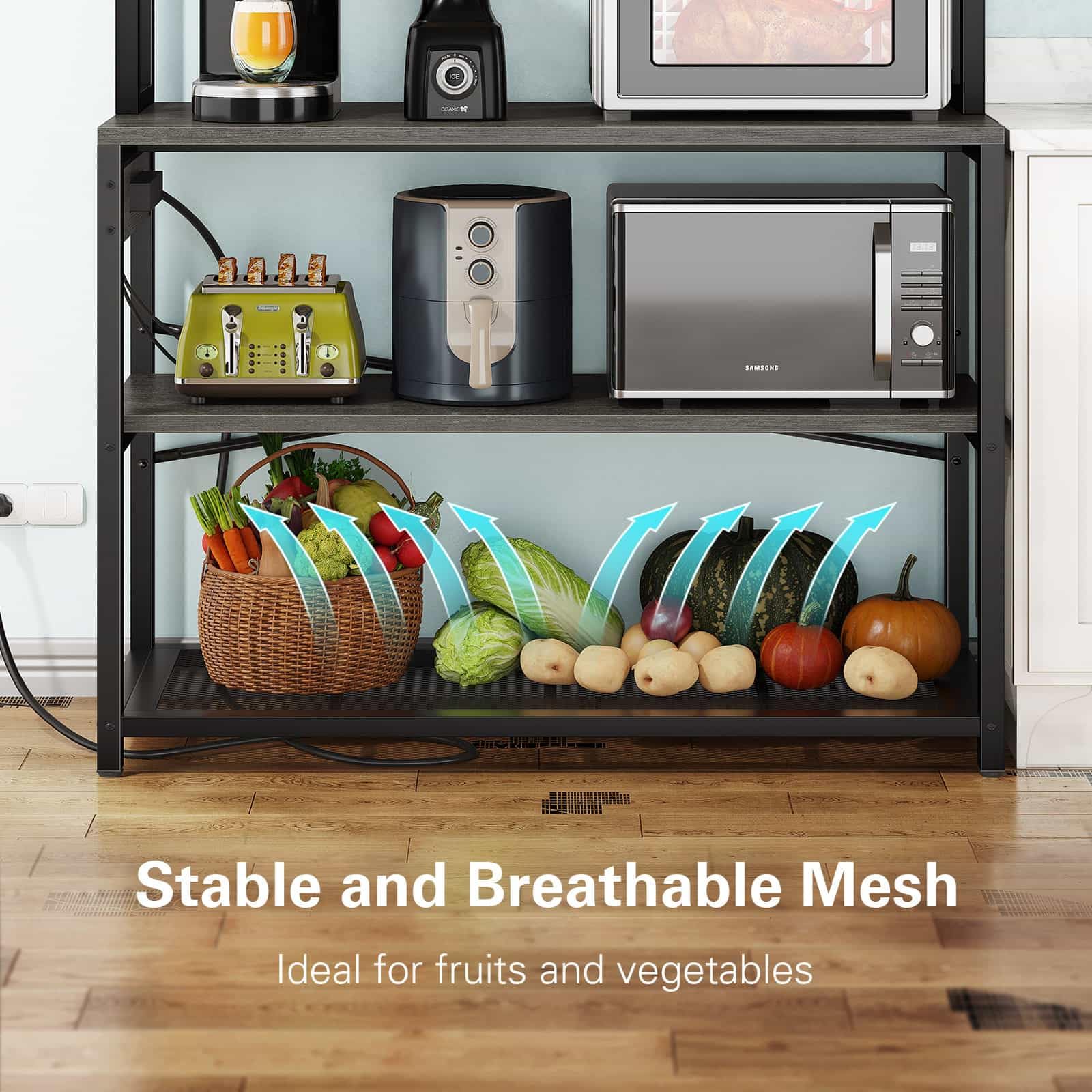 ◯kek Amazon.com - Denkee Large Bakers Rack with Power Outlets, 38 Inch