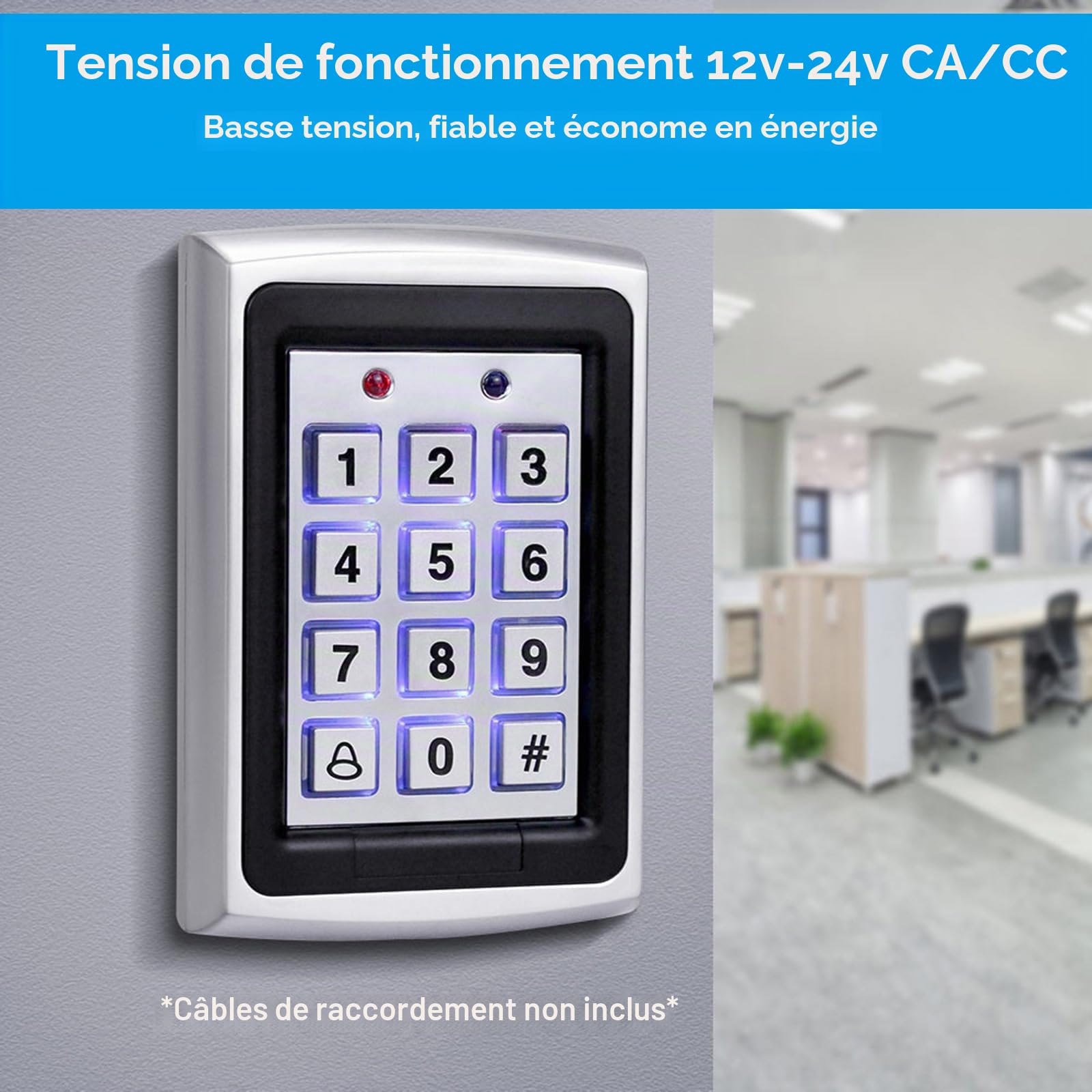 Clavier numérique à portée rapprochée pour système de contrôle d'accès, contrôle d'accès de sécurité interne, 1000 utilisateurs, clavier rétroéclairé, RFID 125KHz, adapté aux appartements, villas