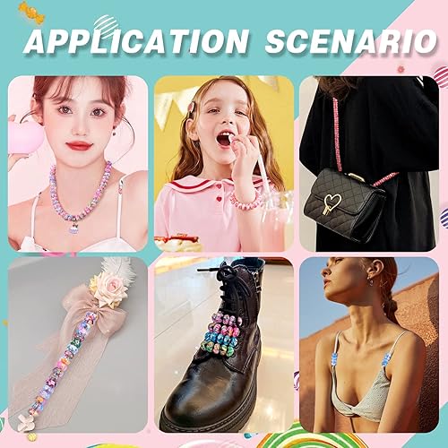 Miniatura 6 de AIPRIDY Cuentas de la suerte para niñas, cuentas de ámbar con agujeros grandes, cuentas espaciadoras europeas para manualidades, abalorios,