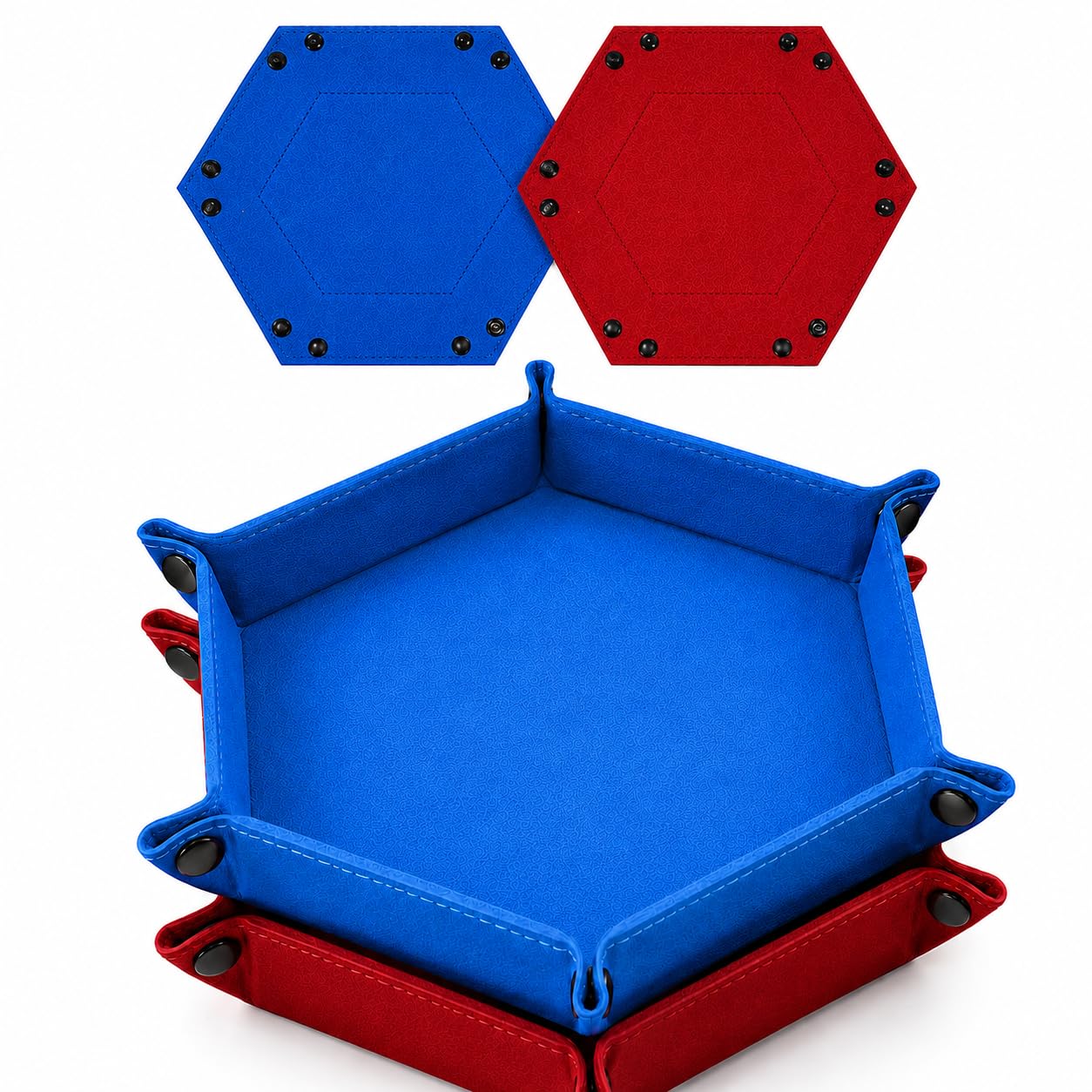 2PCS Dice Tray Set, Red and Blue Rolling Trays