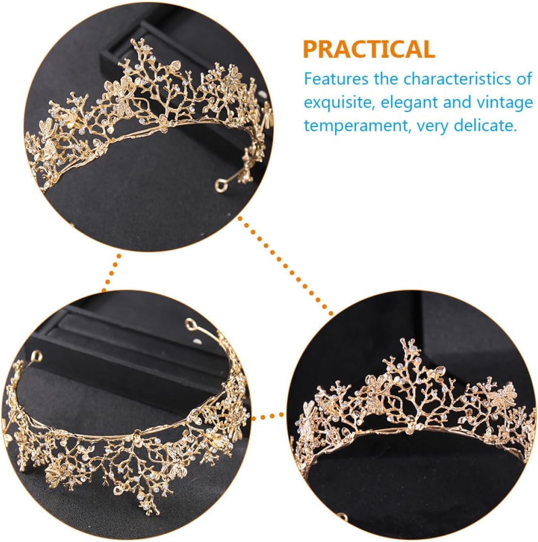 VILLCASE Rhinestone Bride Crown Tiara for Women Wedding Headpiece Hair Accessories Circlet Birthday Party Bridal Headdress