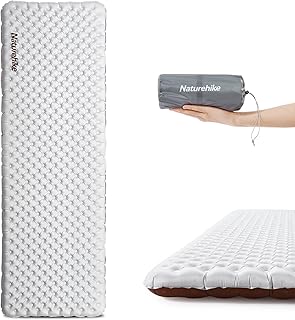 Naturehike TUYE 5.8 Ultralight Inflatable Sleeping Pad, Ultralight Camping Portable Sleeping Pad R5.8 (Carbon Silver/Squar...