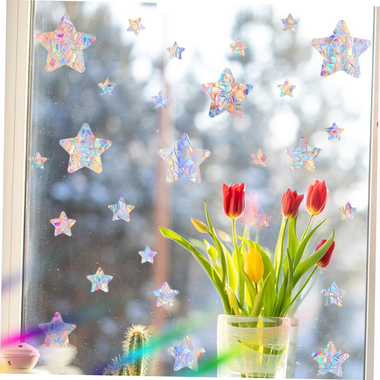 Ciieeo 10juegos Calcomanías De Ventana Anti-colisión Diseño De Estrellas De Pegatinas Para Protección De Aves y Decoración De Interiores