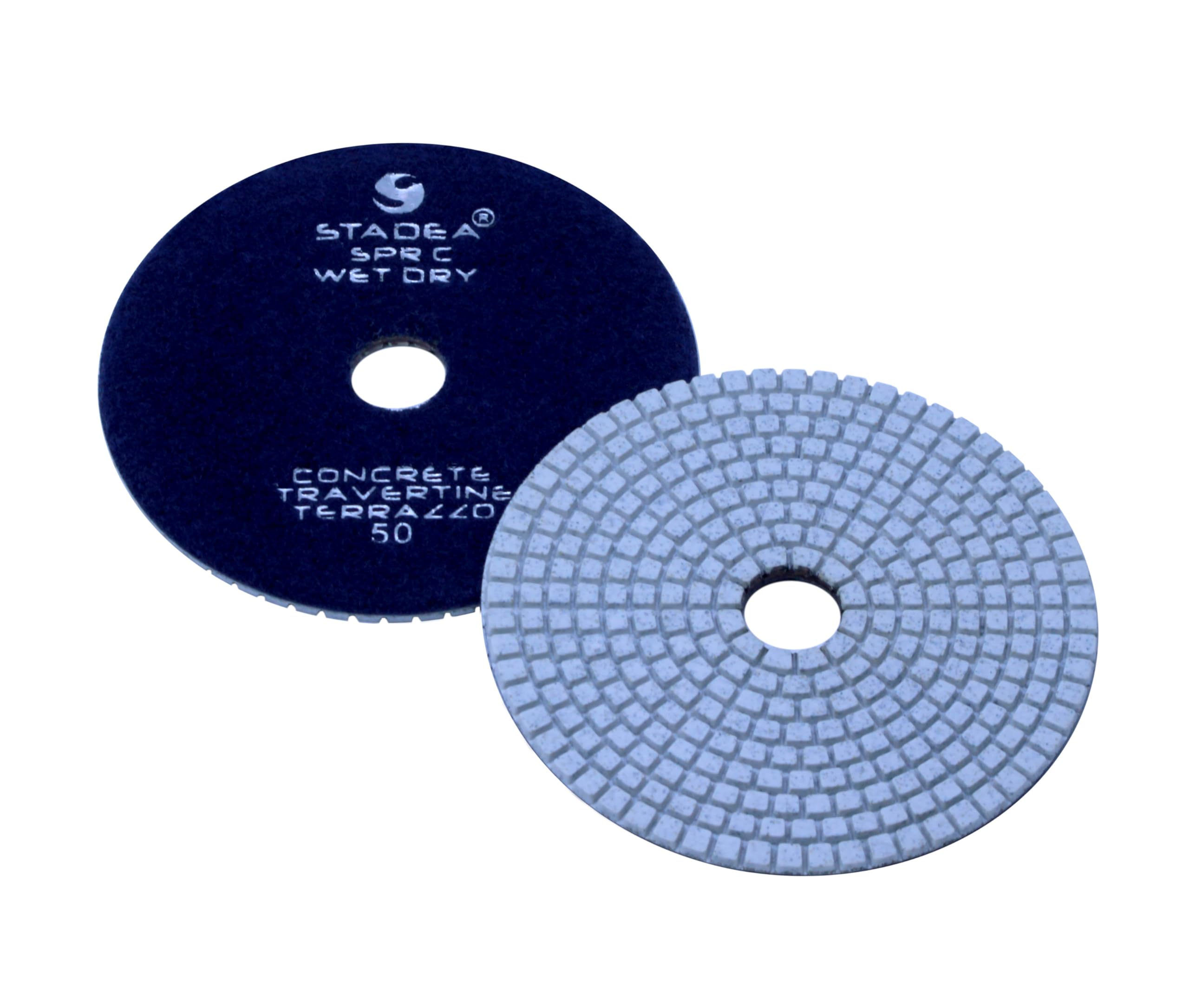 Stadea PPD112N 6" Dry Diamond Polishing Pads for Concrete Terrazzo Travertine Marble Floor Edges Countertop Polishing - Grit 50, Series Super C