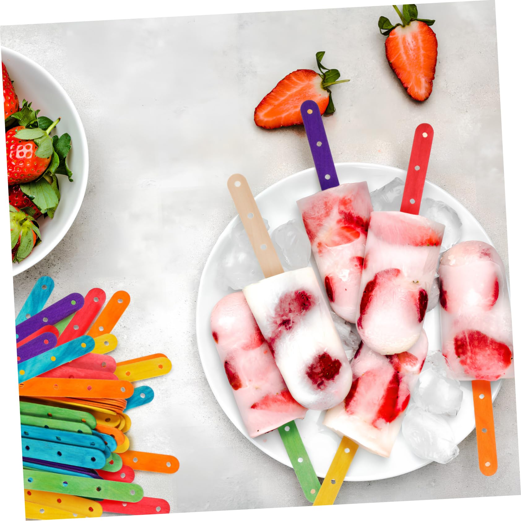 DOITOOL 200piezas Palitos De Helado De Colores Para Manualidades Madera Sin Terminar Para Helado Lengua De Cera y Piruletas