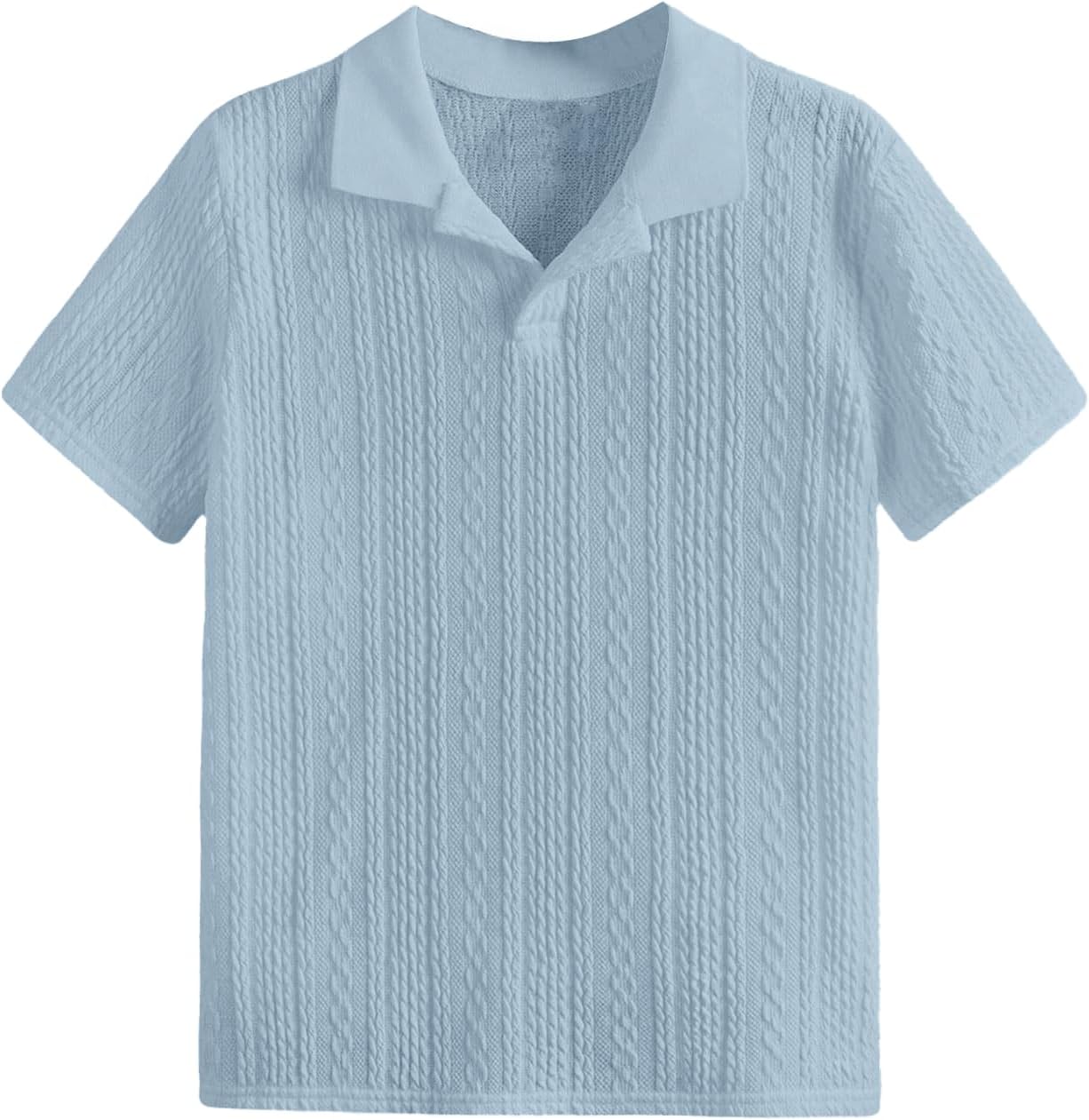 Verdusa Boys Button Down Dress Shirt Tops Short Sleeve Collar Casual Shirts for 8-14 Years Old