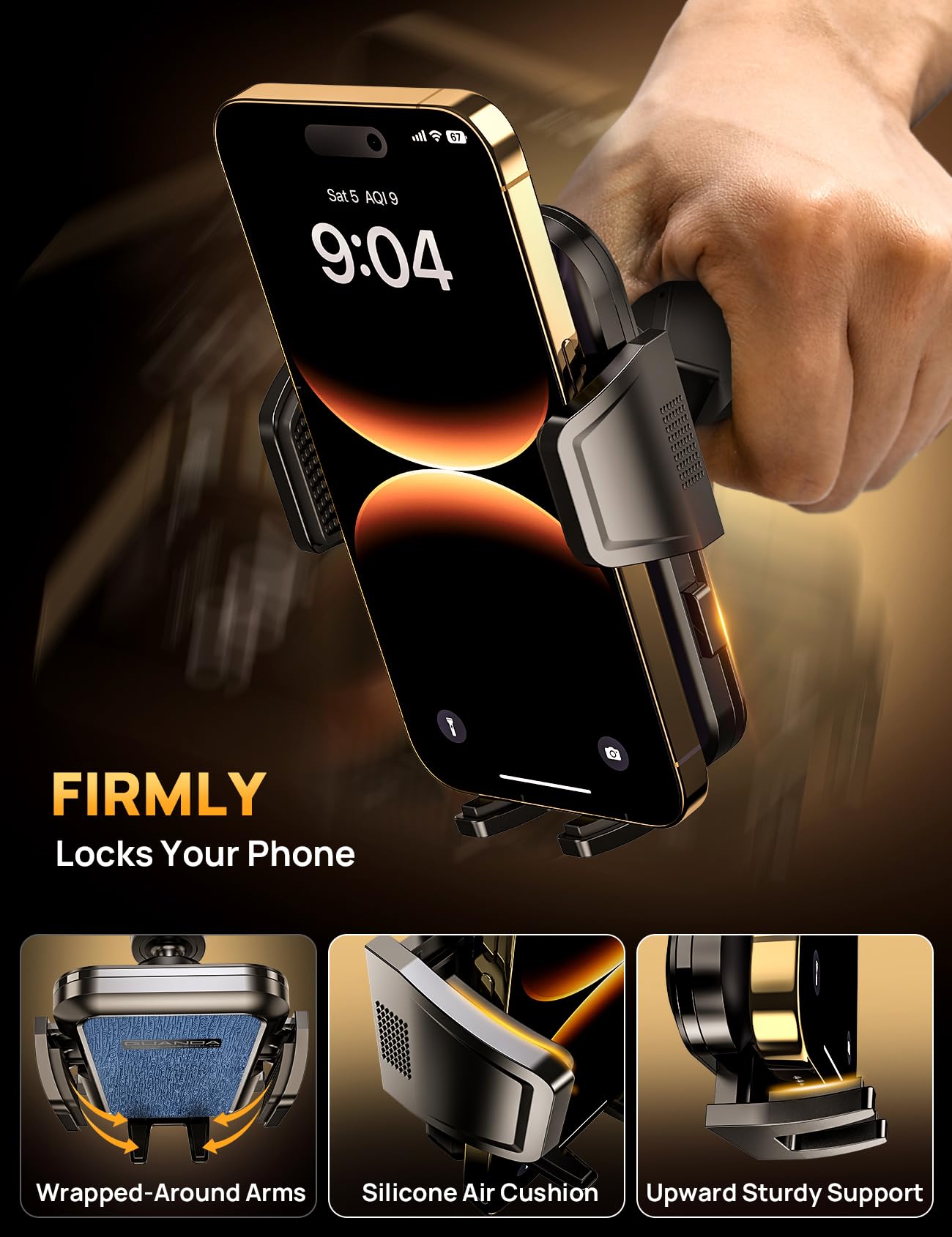Supporto per telefono CD, supporto per telefono da auto e clip per bocchetta dell'aria [compatibile con custodie spesse], supporto universale regolabile a 360°, per slot CD da auto, per iPhone e