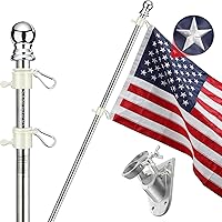 Vista 14 de American Flag with Pole, 5FT Flag Pole with Wall Mounted Bracket and American Flag Rustproof Tangle Flag Pole for House Yard Residential or Black