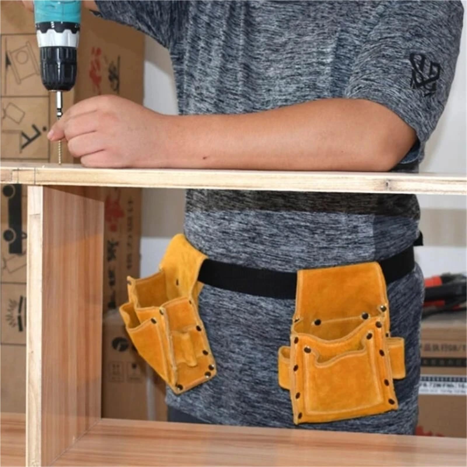 Pochettes pour Ceinture à Outils, Sac de Taille Portable for perceuse électrique, Sac de Rangement for vis, Clous, pièces métalliques, Sacs de Rangement for Outils de Voyage de pêche avec Ceinture