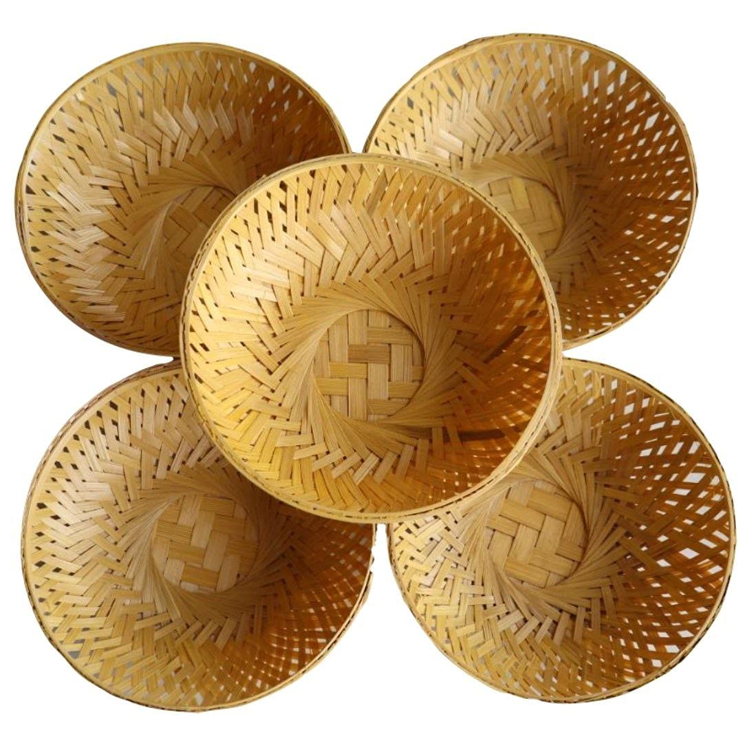 Handmade Multipurpose Bamboo Round Basket For Wedding And Daily Use (Brown) -5 Pieces(Bamboo) (B09BKTNH4H) Amazon Price History, Amazon Price Tracker