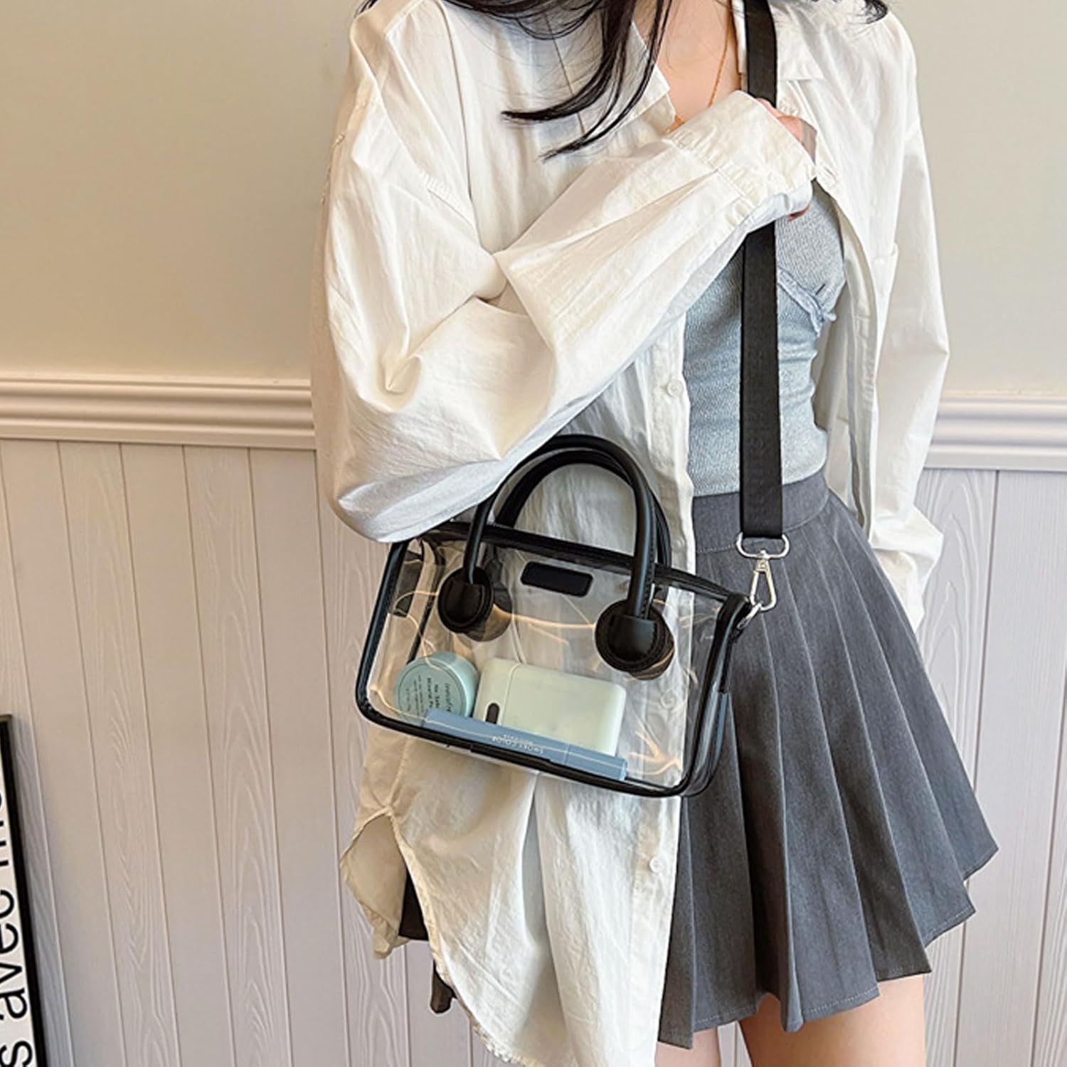 WREWING Clear Bag for Stadium Approved PVC Handbag for Women Crossbody Purse Shoulder Bag for Events Concerts Travel Daily - Image 5