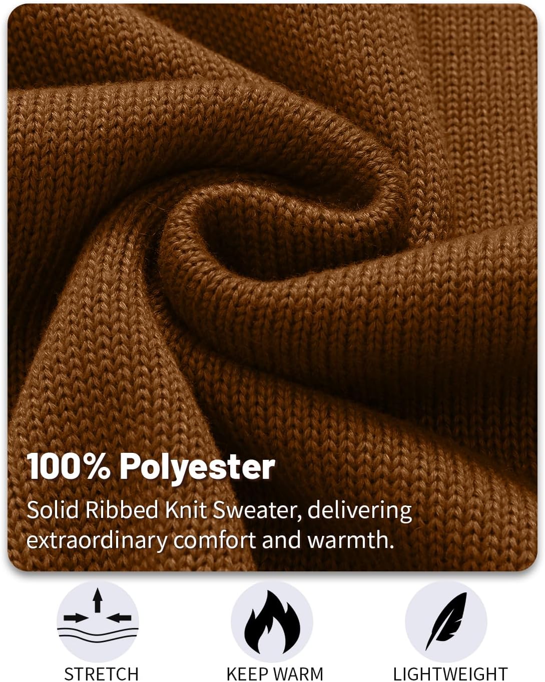 Mens Sweater Quarter Zip Sweater Casual Striped Long Sleeve Fall Winter Warm Polo Pullovers - Image 4