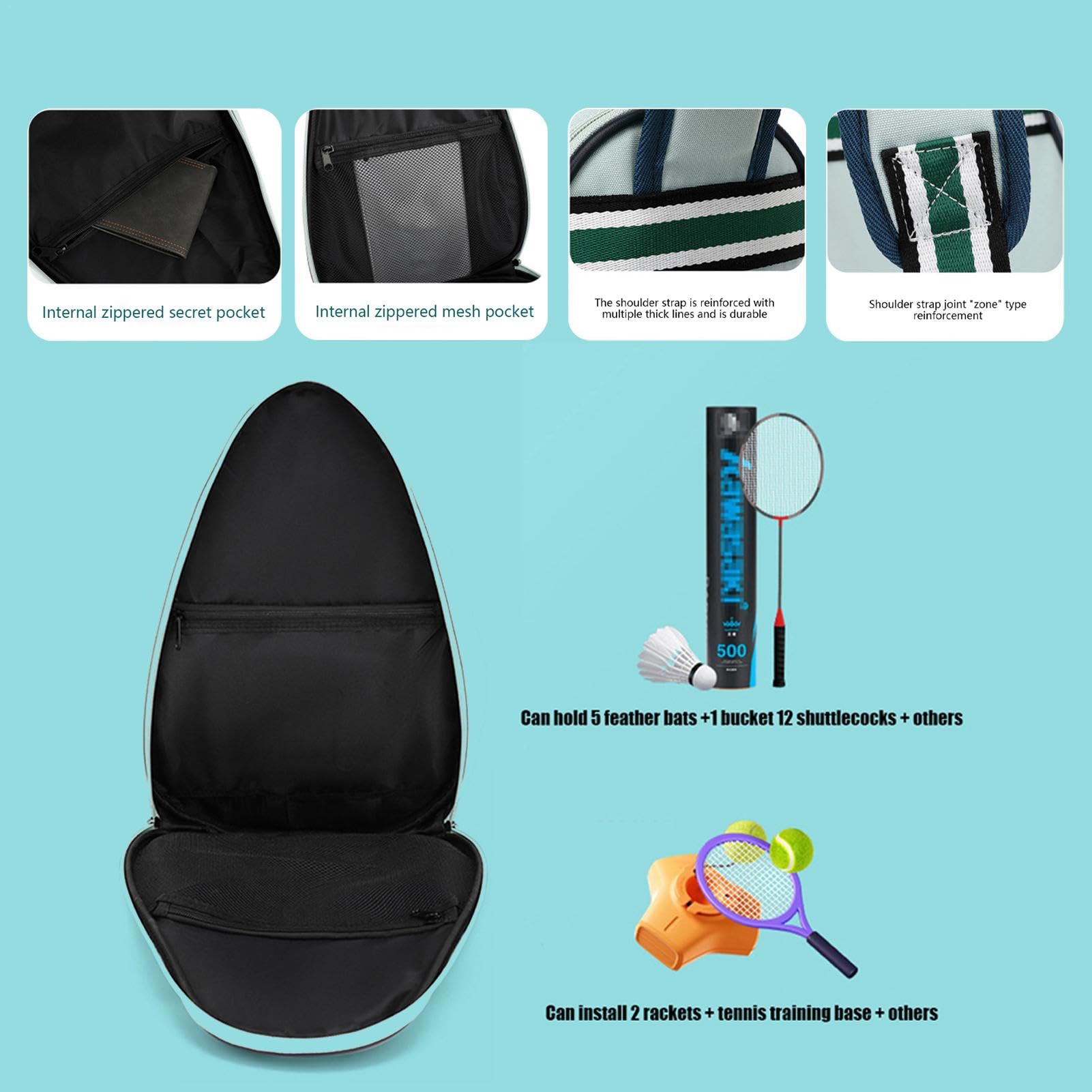 Schutzhülle Für Tennisschläger Polyester Leichte Schlägertasche Für Tennis-, Badminton- Und Squashschläger wasserdichte Tennistasche Große Aufbewahrungstasche Für Badmintonschläger