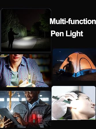 Rechargeable Pen Flashlight with 6 Modes & Power Display (1 Pack)