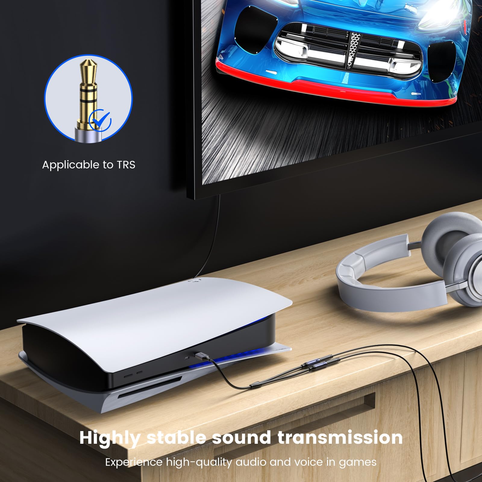 MOSWAG Tarjeta de Sonido USB Externa Soporta Auriculares y Micrófono, Adaptador USB a Jack de 3,5 mm para Auriculares Compatible con Windows, Laptops, Desktops Windows, Mac, Linux, PC, PS4