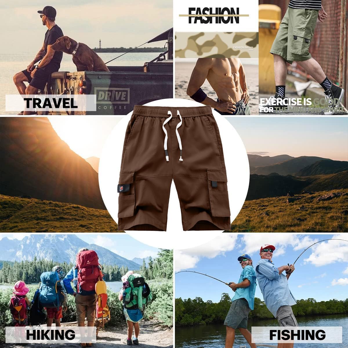 APTRO Men's Cargo Shorts Elastic Waistband Drawstring Summer Casual Cotton Big & Tall Relaxed Fit Work Shorts - Image 7