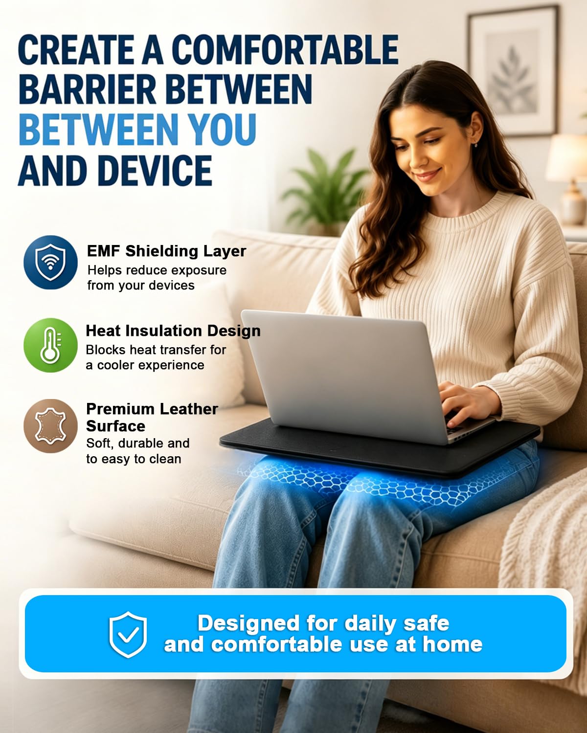 NEWBEAU Almohadilla de protección EMF para laptop, 4 capas de protección contra la radiación, bloqueador de calor para laptop, tableta y portátil, protección portátil de 12 x 16 pulgadas contra EMF y