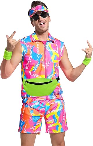 Miniatura 2 de Disfraz de entrenamiento de los años 80 para hombre, disfraz de cosplay de Halloween para parejas, conjunto de disfraz de entrenamiento de los años