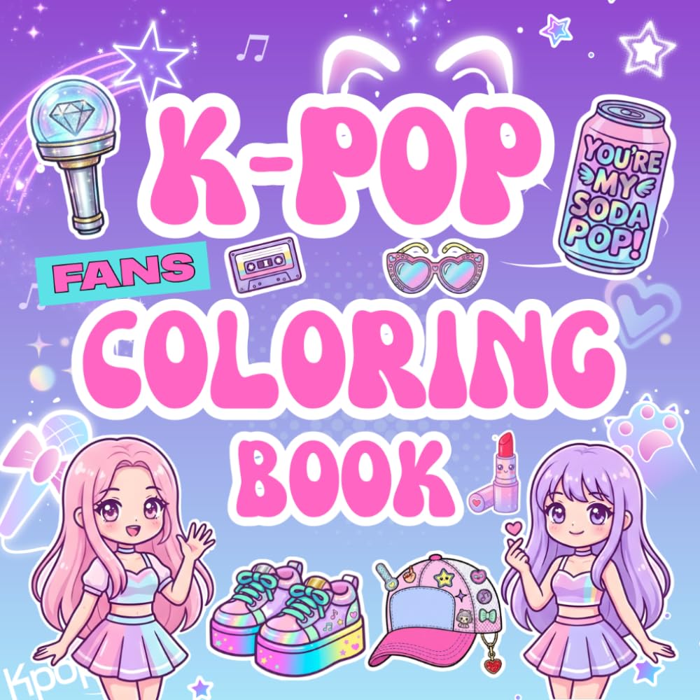 K pop Coloring Book: Cute Chibi K-Pop Idol Designs with Kawaii Aesthetic Fashion | Fun & Relaxing Coloring Pages for Kids, Tweens, Teens and Adults | K-Pop Fans and Stans