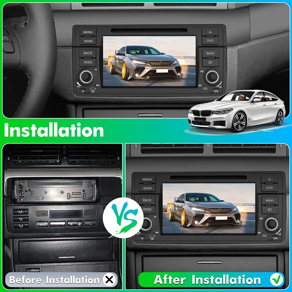 AWESAFE Car Radio 1 Din Head Unit for BMW E46 19992004 Android 10 (2G